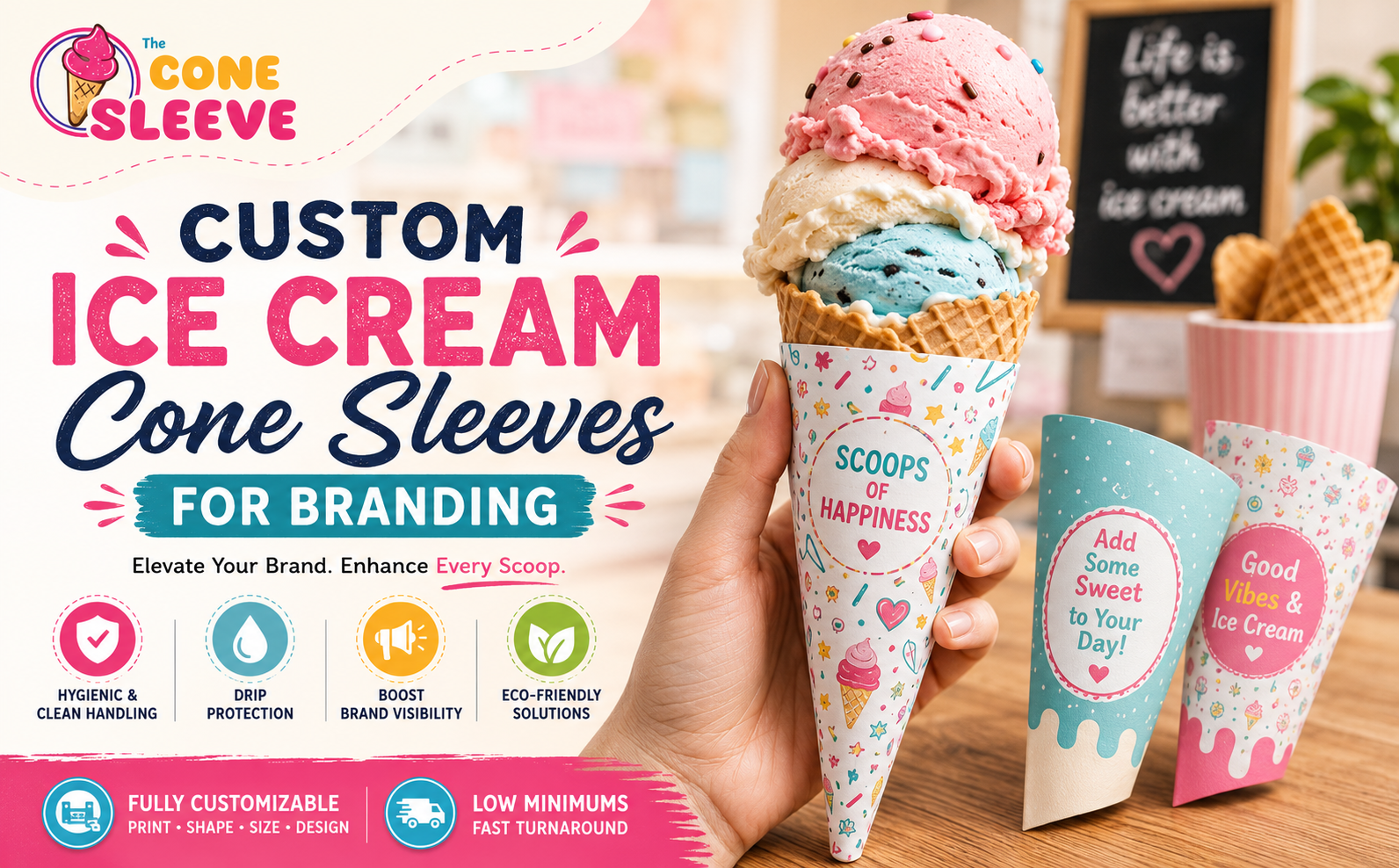 Custom Ice Cream Cone Sleeves for Branding