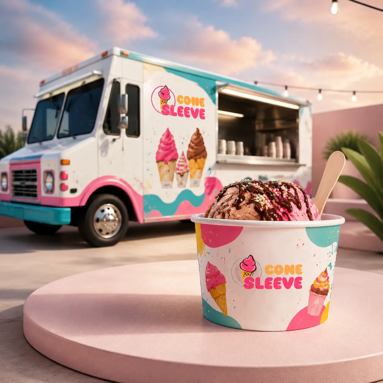 Ice Cream Cup Sleeves for Food Trucks